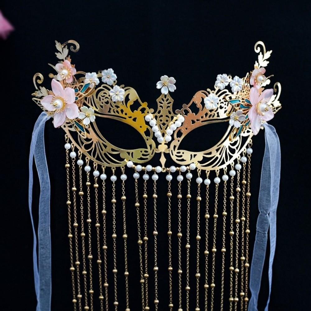Chain Wedding Mask Pearls Women Mysterious Veil Exquisite Anonymous Face Cover  Gift