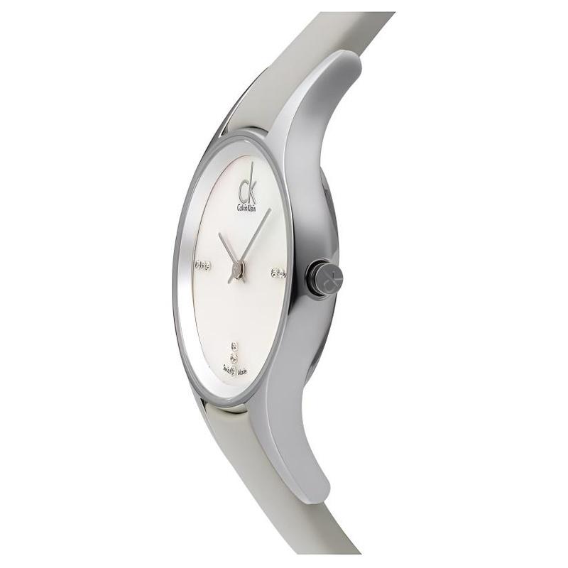 CALVIN KLEIN watch quartz movement leather strap 28mm mother-of-pearl dial women's watch 30 meters waterproof K43231LT