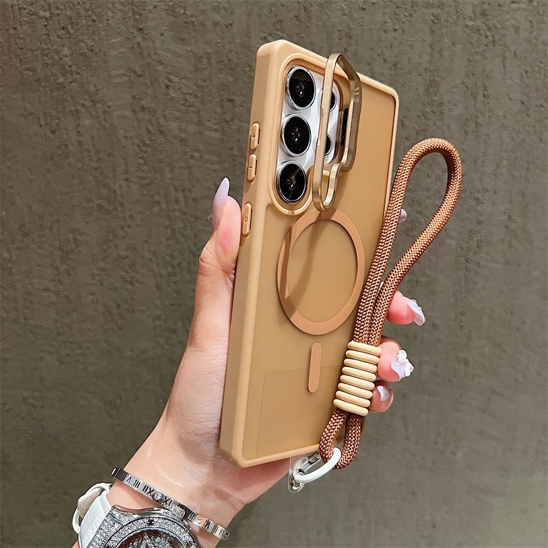 Magnetyczne matowe etui do Samsung S25 Ultra/S24 FE ze stojakiem na obiektyw