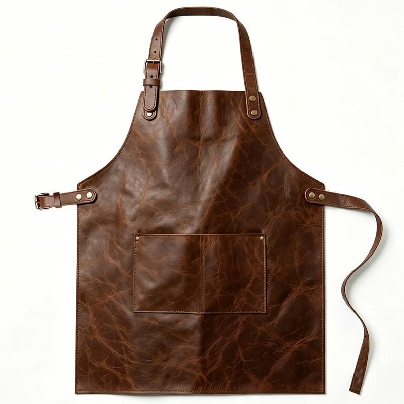Unisex PU Leather Work Apron Multi-Pocket Hairdresser Barista Gardener Vintage Style Anti-Stain All Season One Size