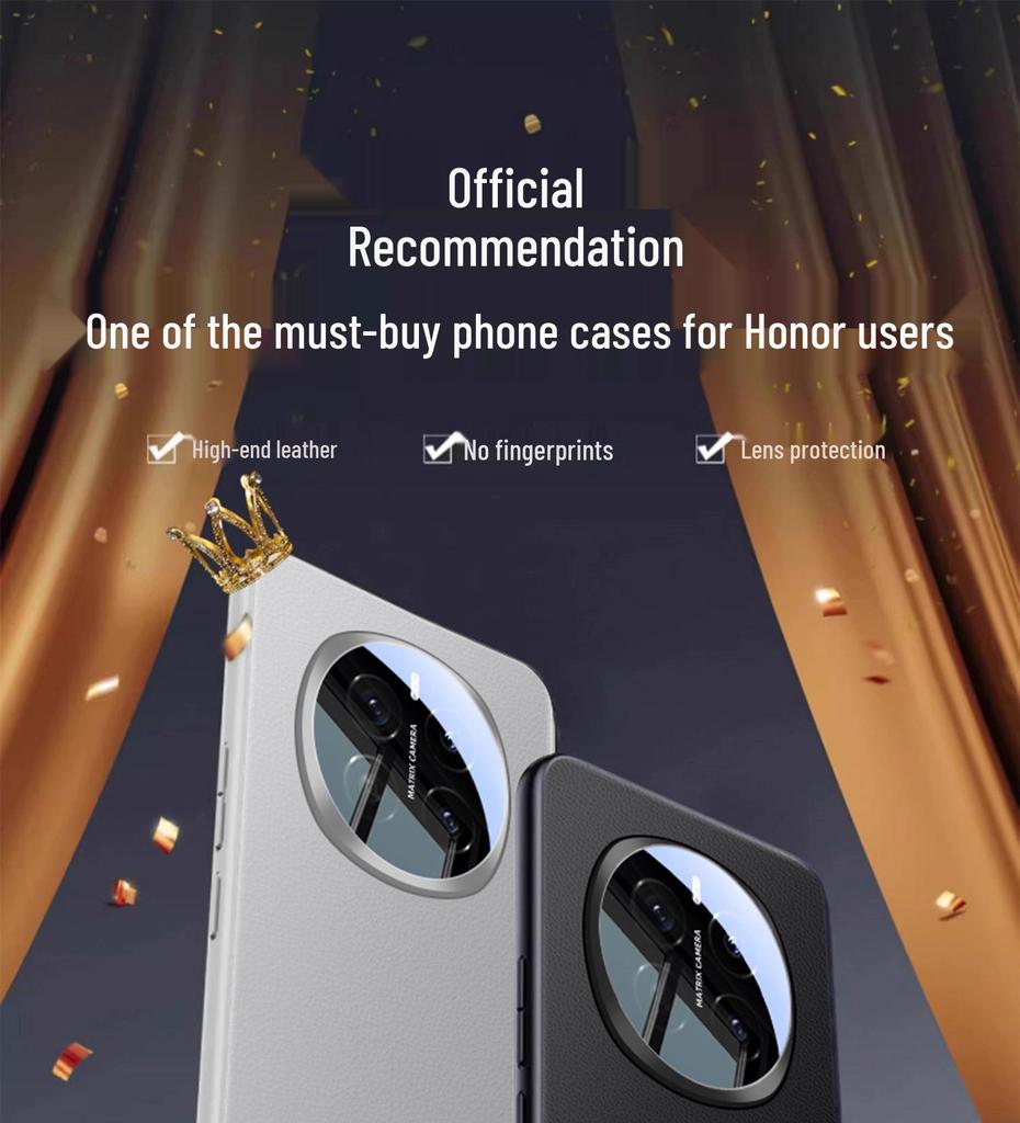 Honor Magic7 Echtleder Mattiertes Schutzhülle - Vollständige Abdeckung, Sturzsicher
