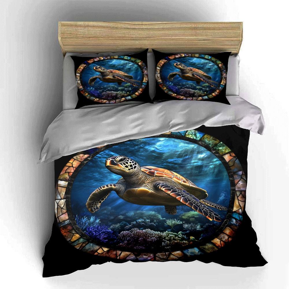 Marine Life Art Decor Set Exquisite three-piece bedding set gift for kids and adults