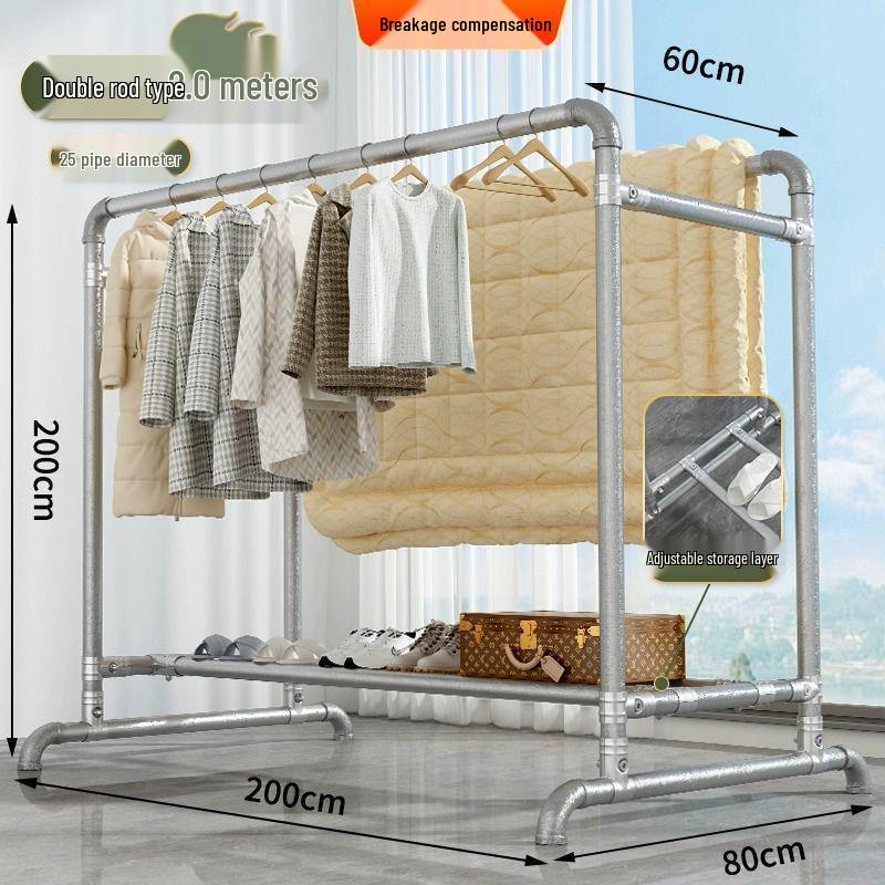 Windproof Outdoor Galvanized Steel Clothes Drying Rack with Thickened Pipes for Balcony