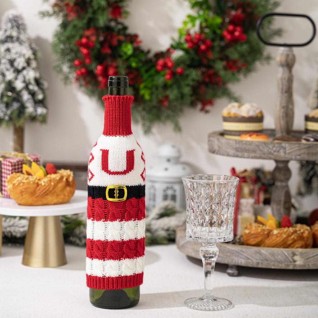 Vibrant And Decorative Knitted Letter Wine Bottle Holder For Christmas Parties And Gifts