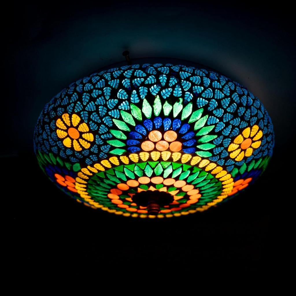Mosaic Crafted Multicoloured Decorative Glass Ceiling Light