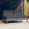 Day and Night - Day and Night 2-seater Garden Sofa with Anthracite Gray Pine Wood Cushions