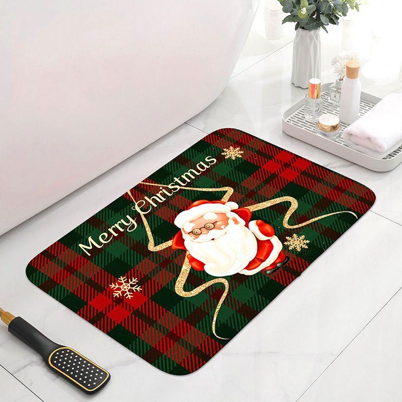 1ks Vánoční koberec Domácí Dekor Koupelnová předložka Absorpční vstupní Rohožka Protiskluzová Sněhová vločka Kuchyň Potištěný Santa Claus