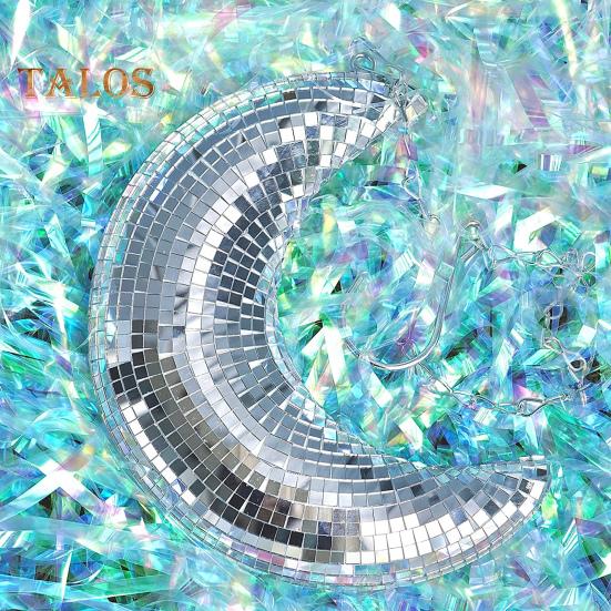 

Диско-шар, привлекательный диско-бал в форме луны, светоотражающий подвесной орнамент с цепным крючком, декор для вечеринки