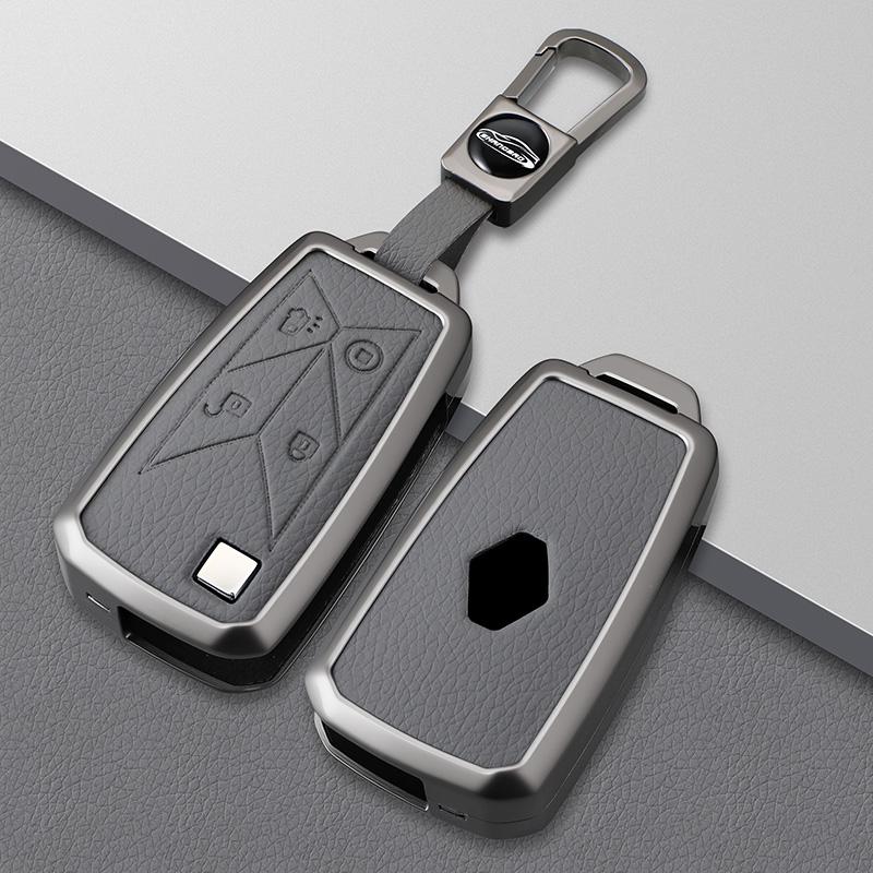 4 Buttons Zinc Alloy Leather Pickup Truck Car Key Case Caps Key Cover For Renault Euro 6 Series T C K Gama Shell Bag Keyring