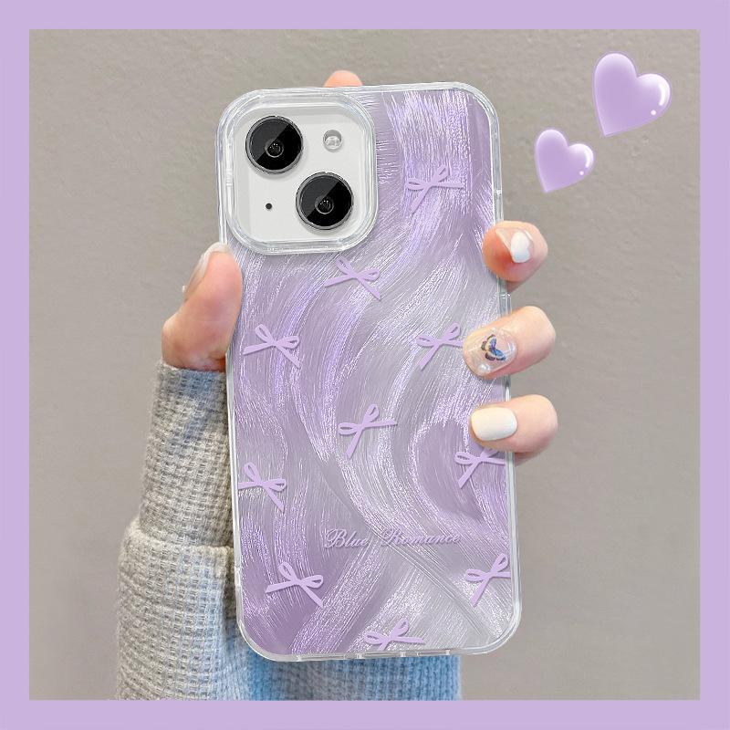 

Подходит для Apple 15 Чехол для мобильного телефона Летний iPhone 14 Пятно Фиолетовый Бабочка Подставка 13pm Перо Пряжа Высокого Класса Большое Отверстие iPhone SE (2nd Generation)