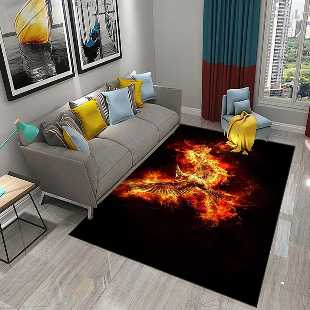 Czerwony Dywan z Feniksem 3D Dywanik Obszarowy Duży Dywan do Salonu Sypialni Dekoracja Sofy Kuchnia Łazienka Antypoślizgowa Mata Podłogowa Dywan