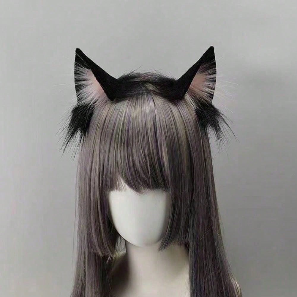 Čelenka do plyšových kočičích uší Dámská Cosplay stuha do vlasů Legrační roztomilá vlasová obruče Lolita