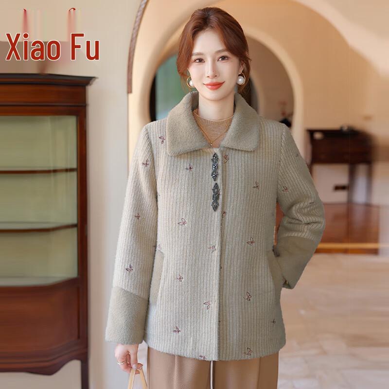 Women s Winter Fleece-Lined Mink Velvet Lapel Jacket XL