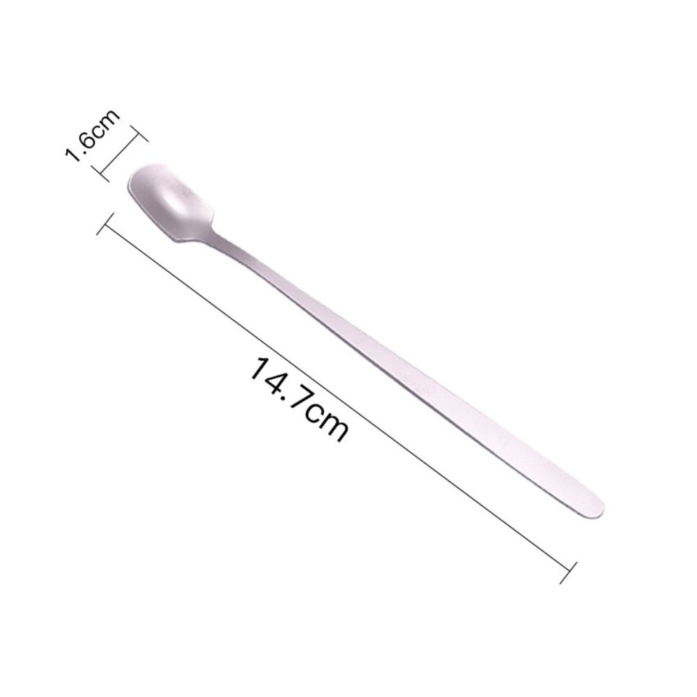 5pcs Stainless Steel Square Teaspoon Long Handle Dessert Scoops Coffee Stirring Spoons Ice Cream