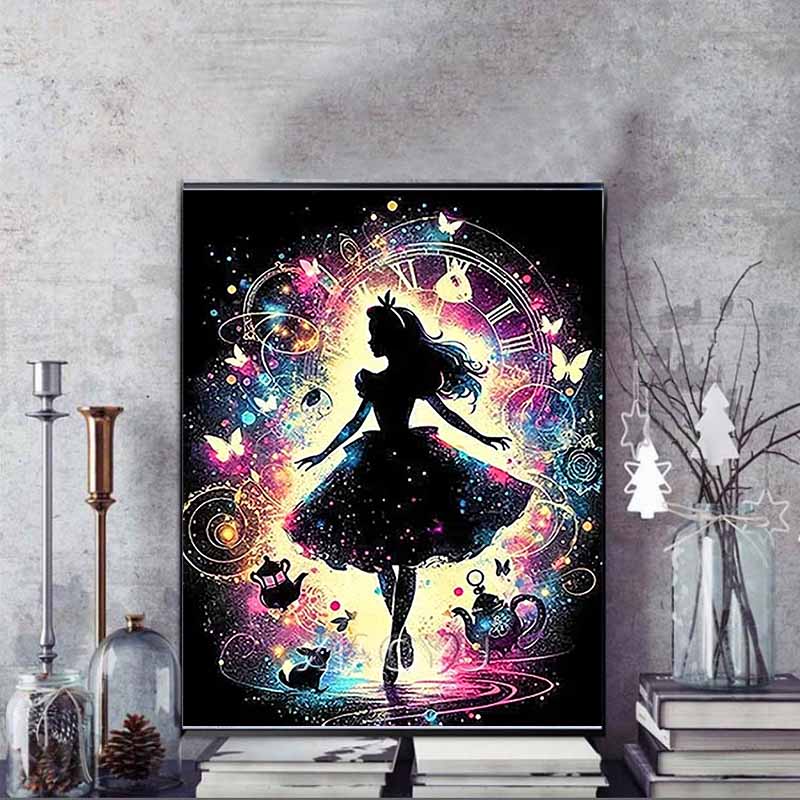 Disney 5D DIY Diamond Painting Decoration Alice In Wonderland Illustration Diamond Embroidery Rhinestone Cross Stitch Set Handmade