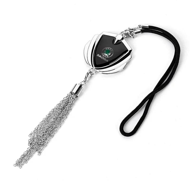EMIW1 Metal Car Badge Rear View Mirror Pendant Hanging Ornaments Accessories For Skoda Octavia Rapid Kodiaq Karoq Superb Fabia Kamiq