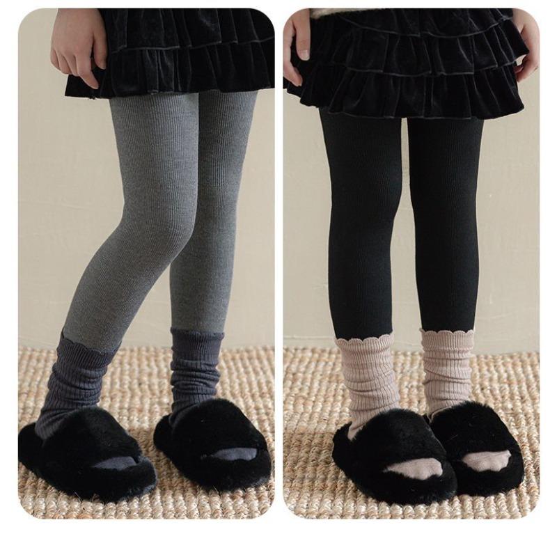 Kids Girls Cotton Tights with Non-Slip Waist Winter Fleece Lined Thermal Tights Anti-Pilling No Sagging Warm Opaque Pantyhose