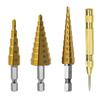 Three-Piece Titanium Step Drill Bit Set for Woodworking