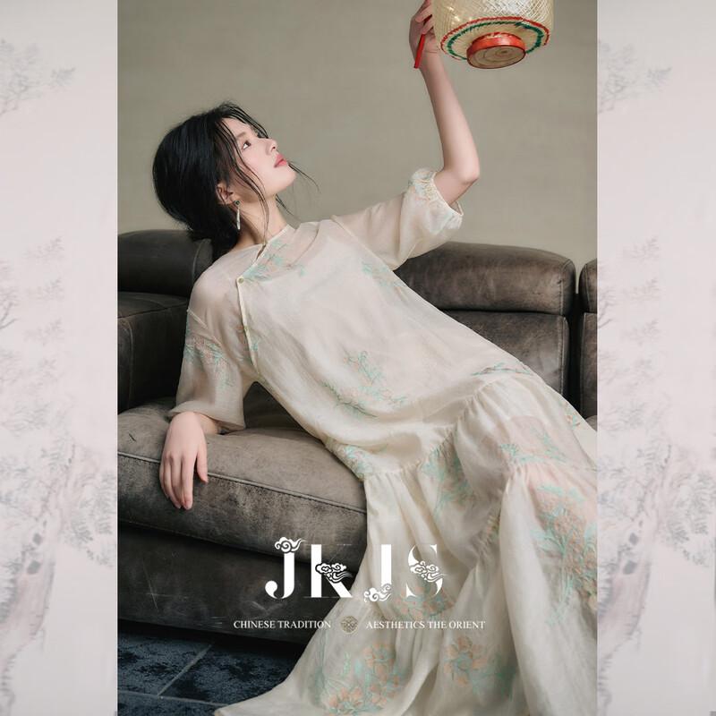 JK&JS 'A Dream of Splendor' New Chinese Style Embroidered Long Dress