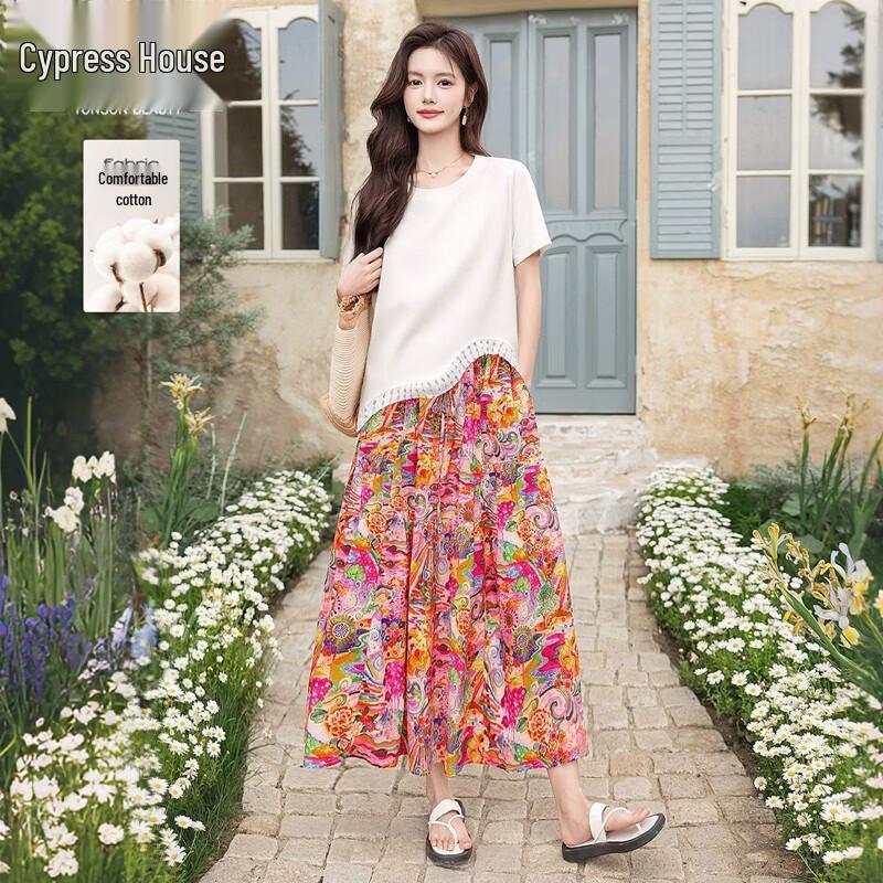 Women s Summer Floral T-Shirt & Skirt Set S