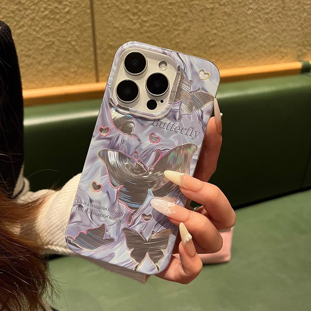 Iridescent Glossy Phone Case for iPhone 11 13 14 15 16 17 Pro 17 13 14 15 Pro Max High Quality Fantasy Floral Style Full Protection Shell