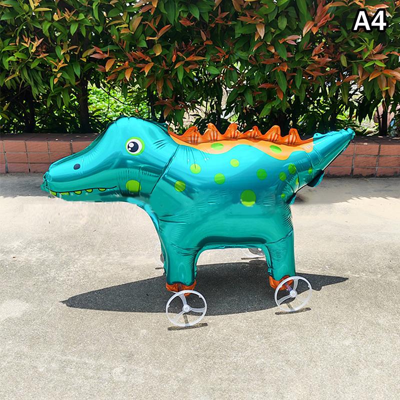 4D Cartoon Foil Balloons Elephant Stand Walking Balloon With Wheel For Kids Birthday Party Decoration Baby Shower