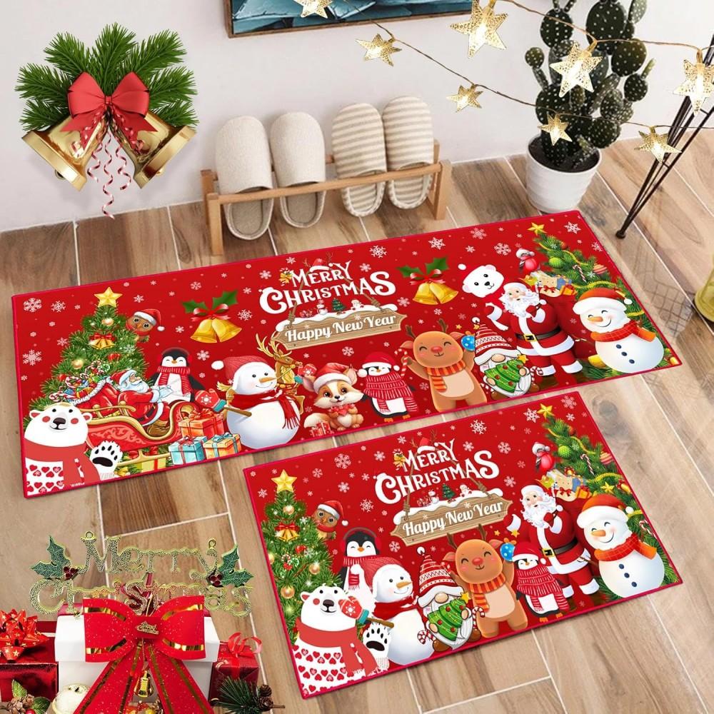 Dywan kuchenny na Boże Narodzenie, antyzmęczeniowy, antypoślizgowy, zmywalny, flanelowy dywan do salonu, kuchenny, do prania