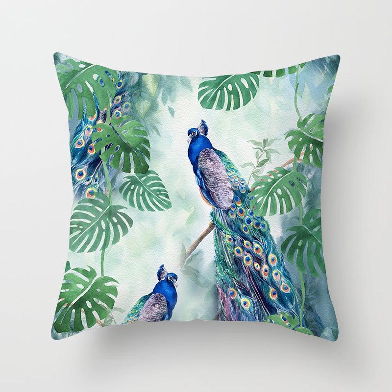 New Chinese Style Classical Peacock Feather Pattern Pillowcase Car Bedroom Living Room Cushion New Chinese Style