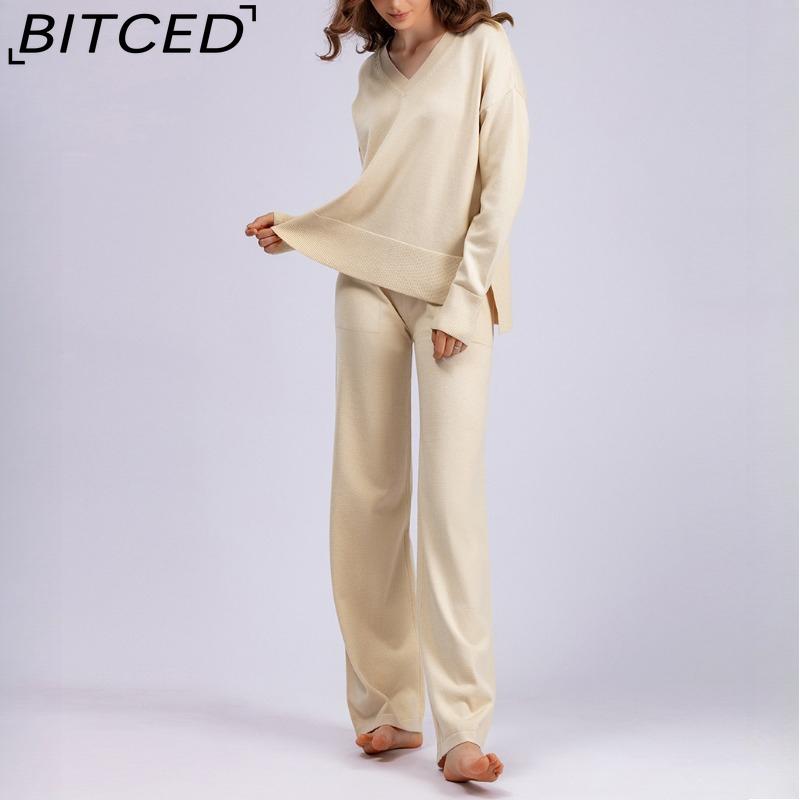 BITCED Fashion Set Women's Autumn and Winter Loose Casual Sweater Pullover Two-piece Set