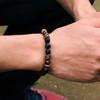 Nieuwe Handgemaakte Natuurlijke Houten Armband Voor Mannen 8mm Tijgeroog Vulkanisch Steen Armband Cadeau Voor Vriend Sanskriet Pulseras Punk Sieraden
