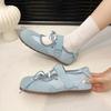 Sweet and Salty Korean Women's Round Head Bow Single Shoes Women's Ballet Mesh Breathable Shallow Mouth Mary Jane Sneakers