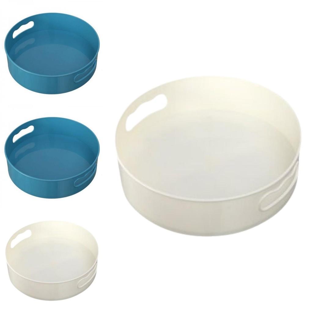 Space-saving Rotating Kitchen Storage Box With Elegant White And Blue Colors For Countertops