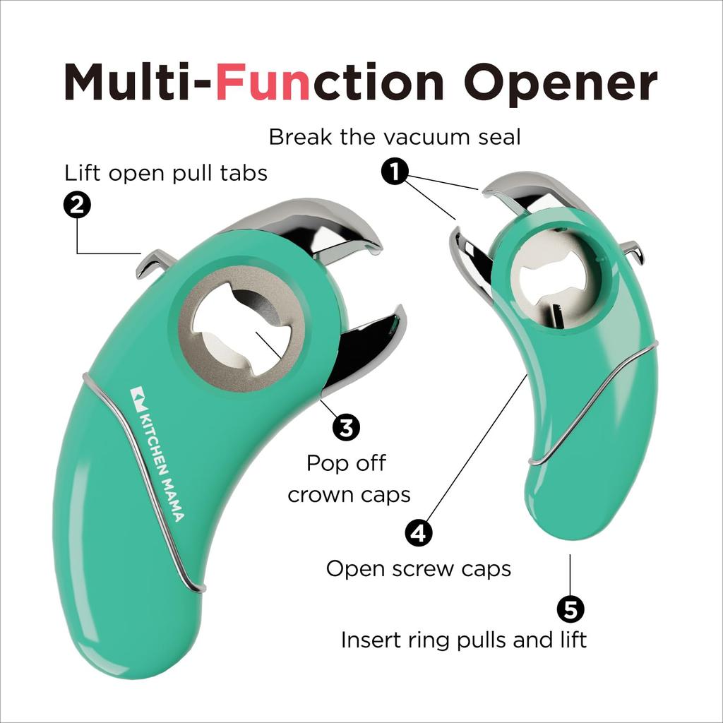 Küchen-Mama Epic One Öffner Flaschenverschlussöffner Kompatibel mit Gewürz und Ziehgriff Ergonomisches Design für müheloses und kraftloses Ideal für Arthritis und