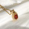 925 Sterling Silver Gold Color 2 Carat Zircon Teardrop Pendant Necklace Birthday Party Anniversary Gift