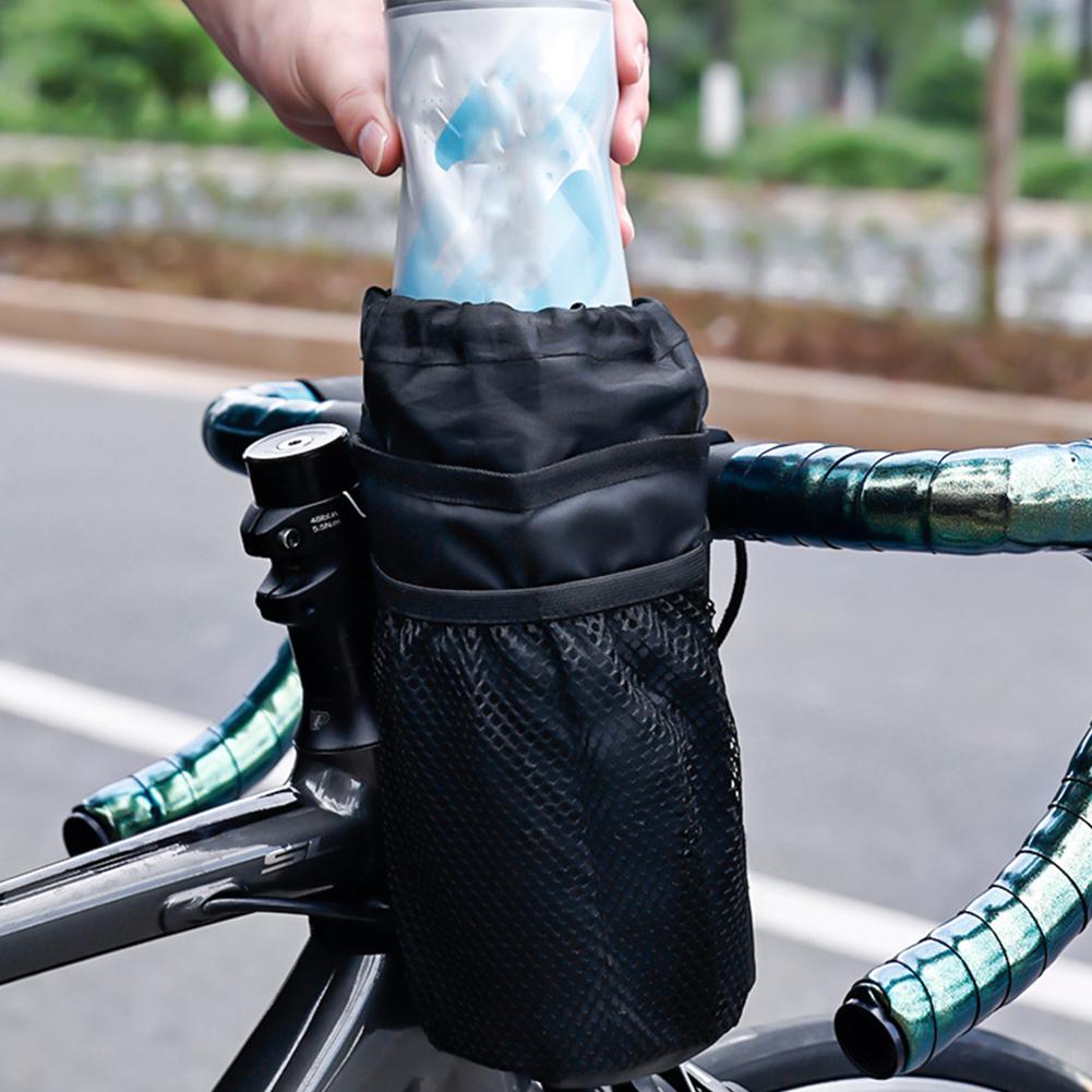 Universal Bike Insulated Kettle Handlebar Bag with Mesh Pocket Bike Kettle Holder Bags for Electric Scooter Motorcycle