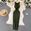 European and American Ins Women's Clothing Summer New Sexy Kinks Show Heart Machine Hollow Fashion Two Wear Knitted Dress