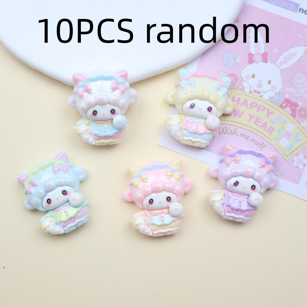 10/80PCS Bright Multi-color Lamb Cartoon DIY Cream Glue Small Accessories, Hole Shoe Buckle Material, Resin Small Accessories