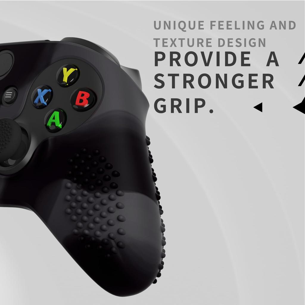 eXtremeRate PlayVital 3D Studded Xbox Series Controller Compatible Silicone Cover Skin with 6 Black Thumb Grip Soft Rubber Case Protector for Xbox