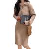 GORQQCE Knit Long Doll Solid Midi Loose Perfect for and Winter Women's Dress, Sleeves, Collar, Button-Up Front, Color, Length, Fit, Flattering,