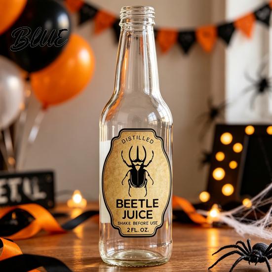 Dekoracyjne Naklejki w Stylu Vintage 12szt Halloweenowe Etykiety na Butelki Wina Retro z Czarownicą Czaszką Straszny Wystrój Szklanego Słoika Nietoperz Dynia Wzór Samoprzylepne