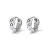 1 pair 18K PVD Gold Plated Twisted Mini Huggies Water-Resistant Coating High-Polished Texture Minimalist Croissant Studs Compact