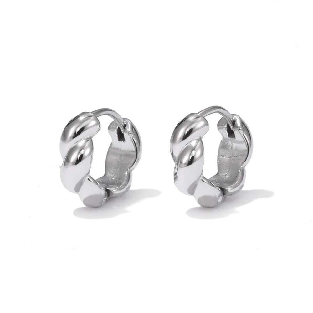 

1 pair 18K PVD Gold Plated Minimalist Croissant Studs Braided Small Earrings Shower-Safe Jewelry срібний