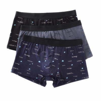 Men's Cotton Boxer Shorts: Peach Heart Print, Breathable, Trendy Double-Layer, Four-Corner Design, Large Size