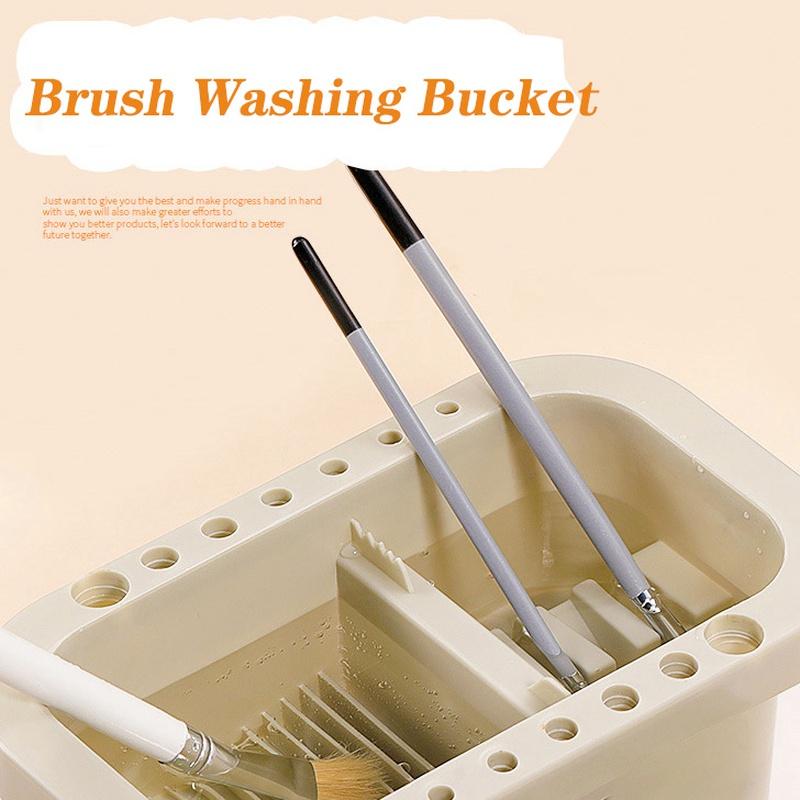 Paint Brush Cleaner Washer Multifunction Basin Holder and Organizer Width Tray Palette Lid 2 Art Sponges Painting Supplies