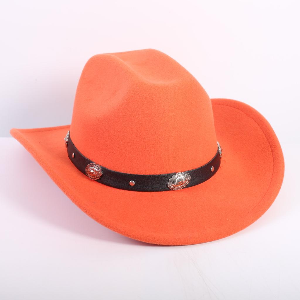 Popular European and American fashion OL style one-word cowboy hat men's and women's high-end top hat jazz hat felt hat