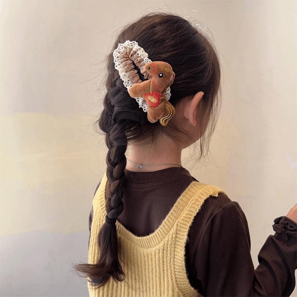 Grid Horse Hairpins Cloth Plush Edge Clip Cute Cartoon Hair Clip  2026 New Year