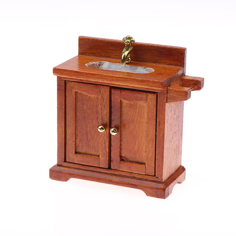 1/12 Dollhouse Simulation Washing Basin Cabinet Dollhouse Bathroom Sink Furniture Decoration Toy Micro Scene Construction Prop