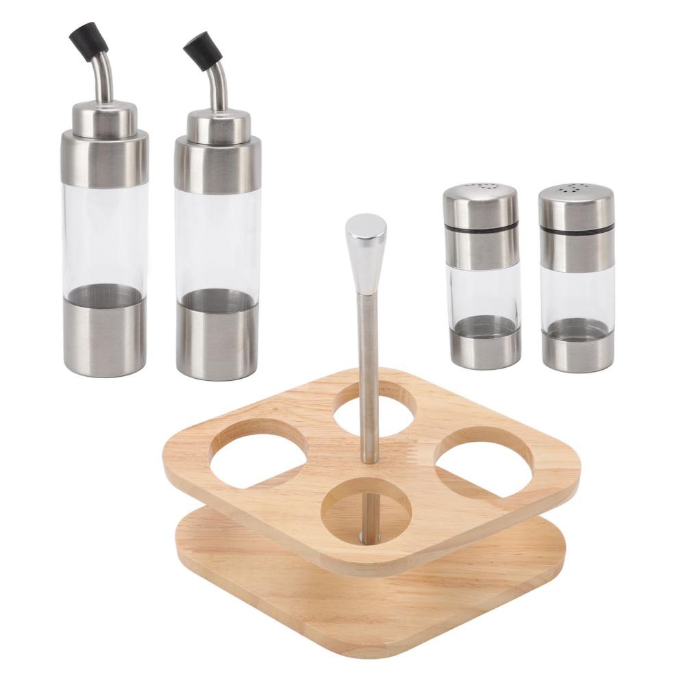 4-Pack 304 Stainless Steel Seasoning Containers Condiment Pots Olive Oil /Salt/Pepper