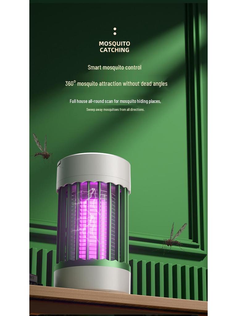 USB Rechargeable Mosquito Killer Lamp: Indoor/Outdoor Electric Shock Purple Light Photocatalyst Repellent & Night Light