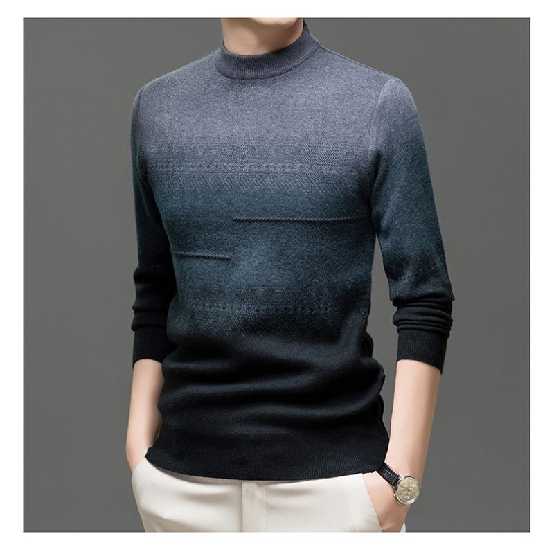 Men Round Neck Long Sleeve Mid Thickness Casual Knitted Sweater Pullover For Middle Aged Dad